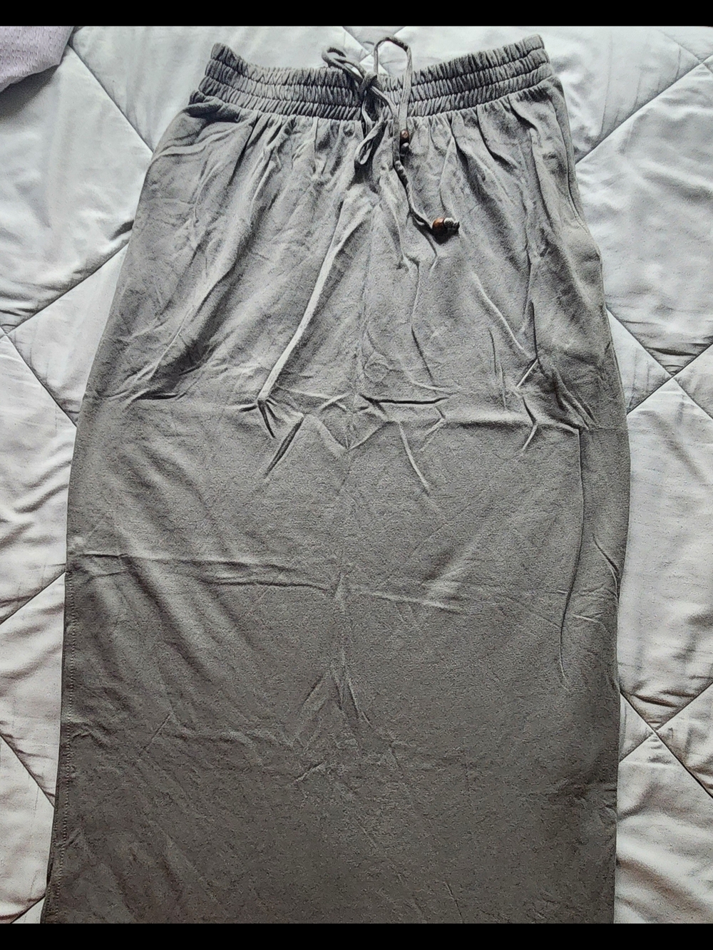 Sage Green Drawstring Maxi Skirt